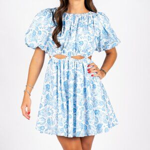 Cutout Poplin Printed Dress